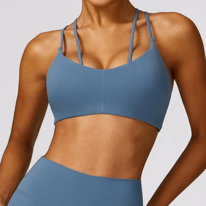 Reggiseno Yoga con schiena stretta spazzolata spalline Push up sport all'aria aperta asciugatura rapida Running Fitness Top8536