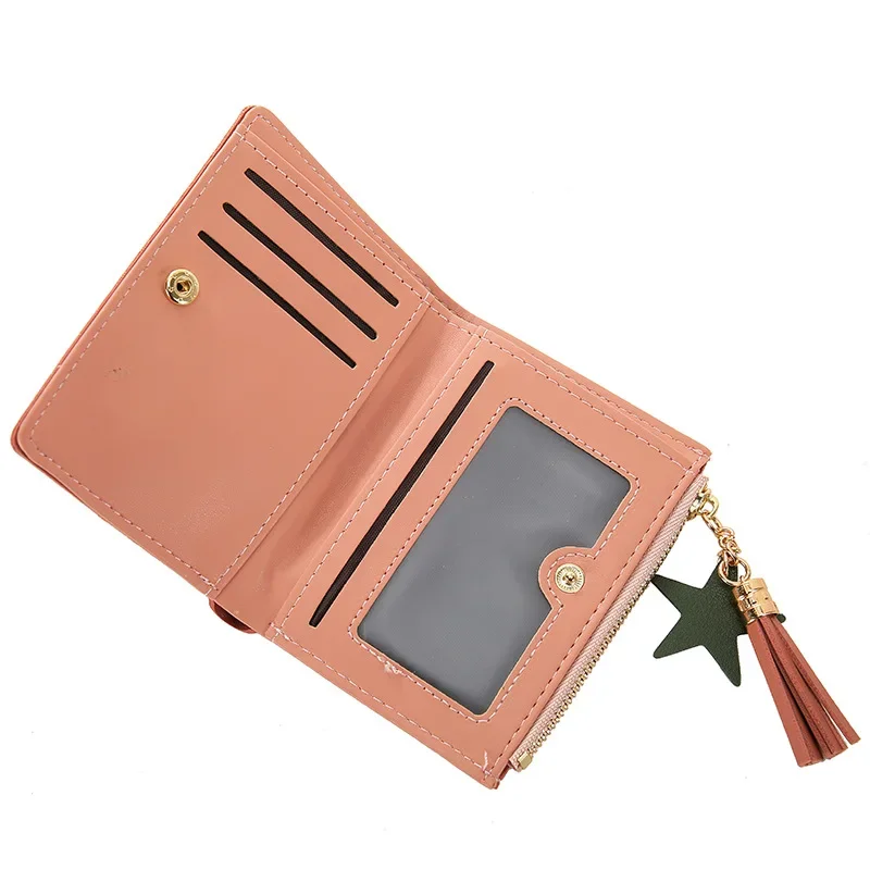 Fashion Dompet ritsleting rumbai desainer kecil kulit PU dompet koin Mini dompet lucu mewah tempat kartu untuk wanita Monedero mujer