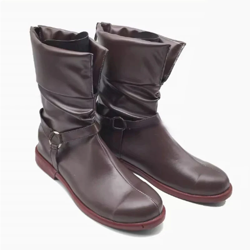 

v;3,f\6,k;Anime Edward Elric PU Leather Cosplay Shoes Halloween Carnival Boots Custom Mader;6,b\7,j/