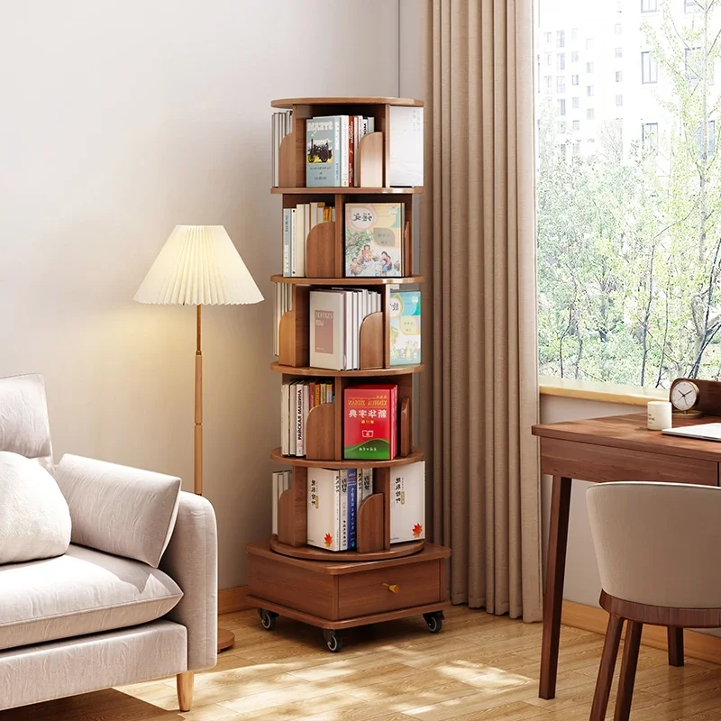 Drawers Corner Bookcase Mobile Bookends Rotating Storage Bookshelf Nordic Bibliotheque Estante Para Livros Minimalist Furniture