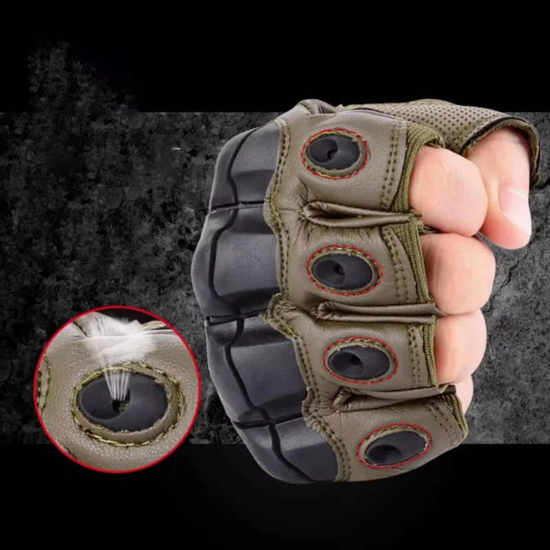 

PU Leather Tactical Half Finger Gloves Airsoft Combat Shooting Hunting Paintball Outdoor Work Anti-skid Fingerless Men Women