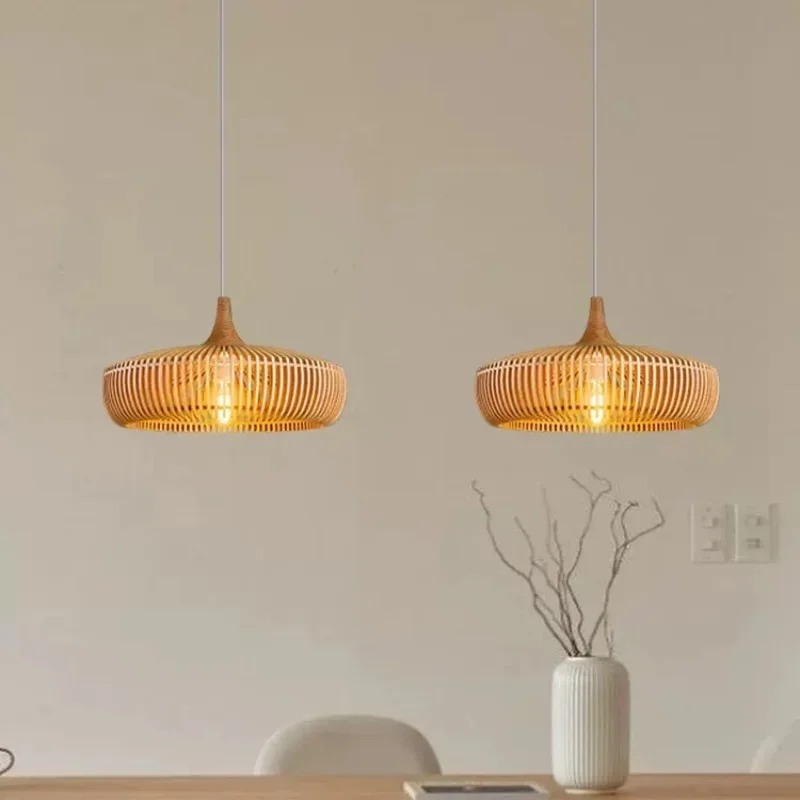 

Wood LED Pendant Lights Modern Home Decor Bedroom Chandeliers Hanging Pendant Lamp for Dining room Kitchen Restaurant Table Lamp