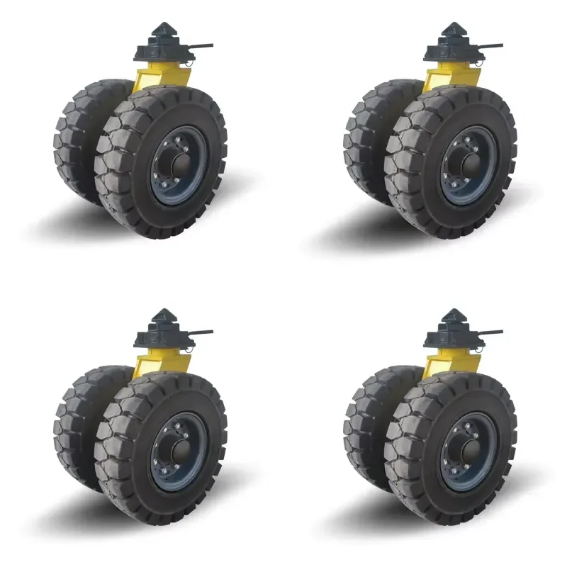 6 tons 9 tons double heavy duty universal wheel for container transportation, pneumatic rubber container transportation