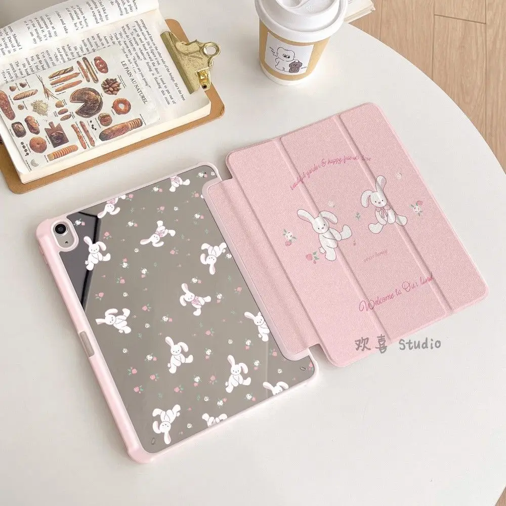 Kawaii Pink Rabbit Strawberry Polka Dots For iPad 11th A16 10 9 8 7 5 Pro 13 11 M5 M4 M3 M2 12.9'' Air  4 3 2 1 Mini 7 6 Cover