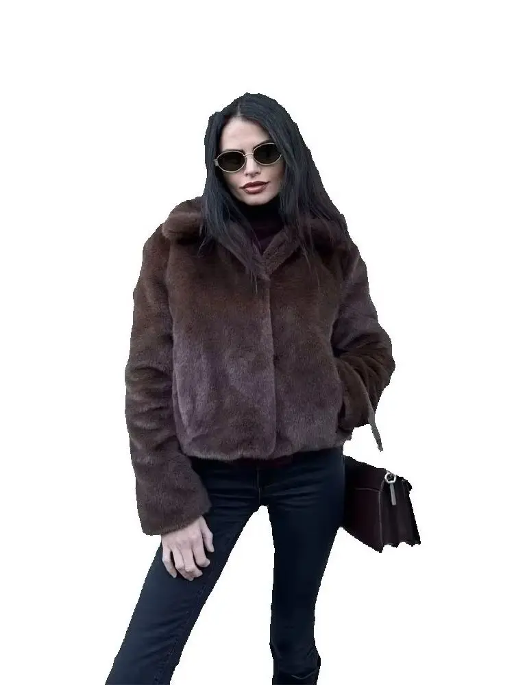 HH امرأة جديدة أزياء الخريف جولة الرقبة طويلة الأكمام واحدة الصدر جيب الديكور معطف الإناث عارضة الشارع نمط معطف