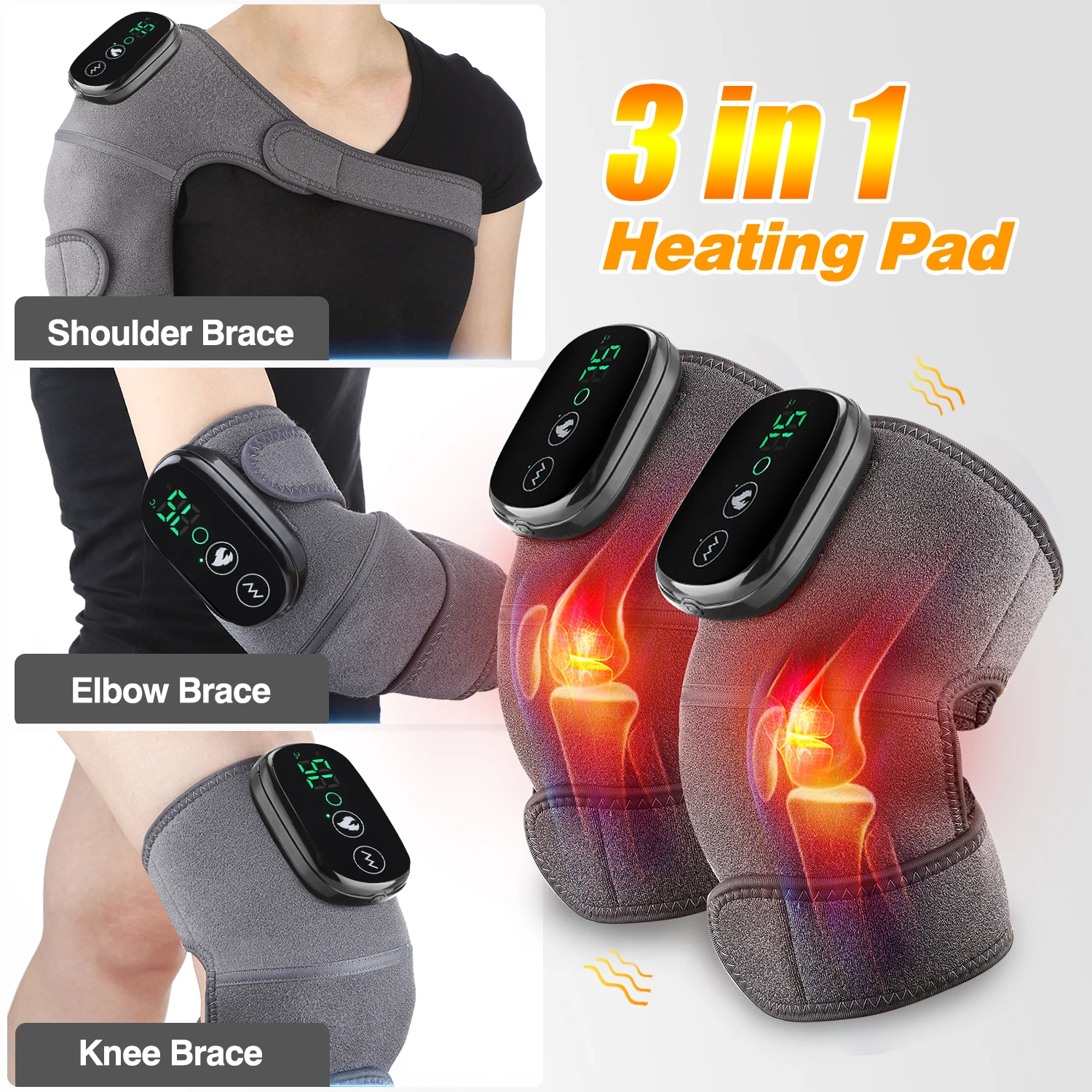 Thermal Knee Massager Electric Leg Joint Heating Vibration Massage Therapy Elbow Brace Arthritis Pain Physiotherapy Knee Support