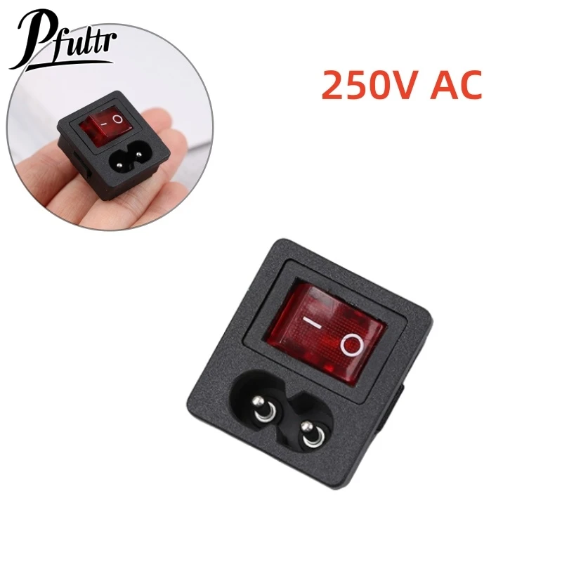 1Pcs 250V AC Red Rocker Switch Fused Inlet Power Socket Fuse Switch Connector Plug Connectors Dielectric Intensity