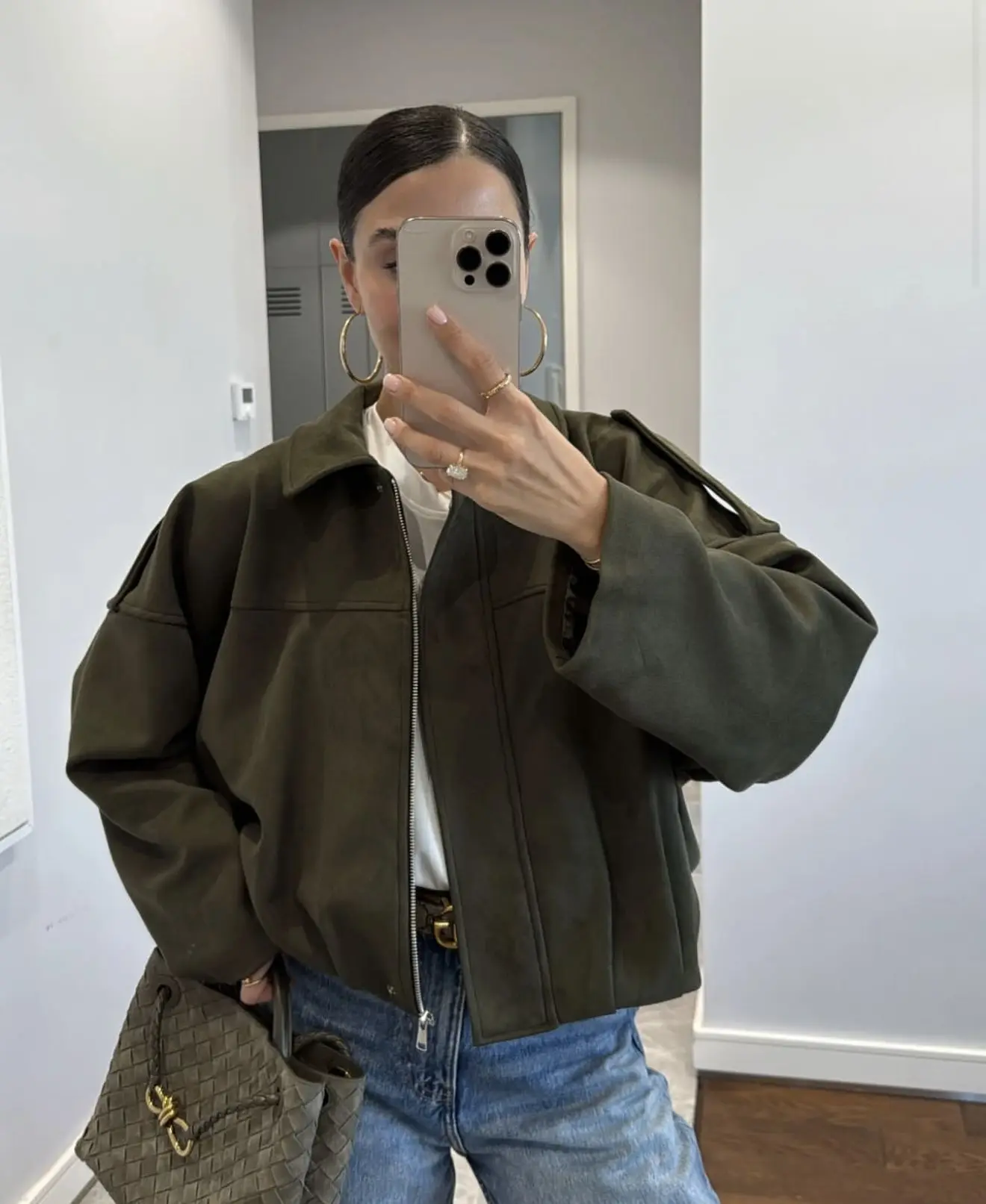 

Женская коричнево-зеленая замшевая куртка, свободная повседневная куртка-бомбер с лацканами на молнии и длинными рукавами, винтажная женская мотоциклетная верхняя одежда