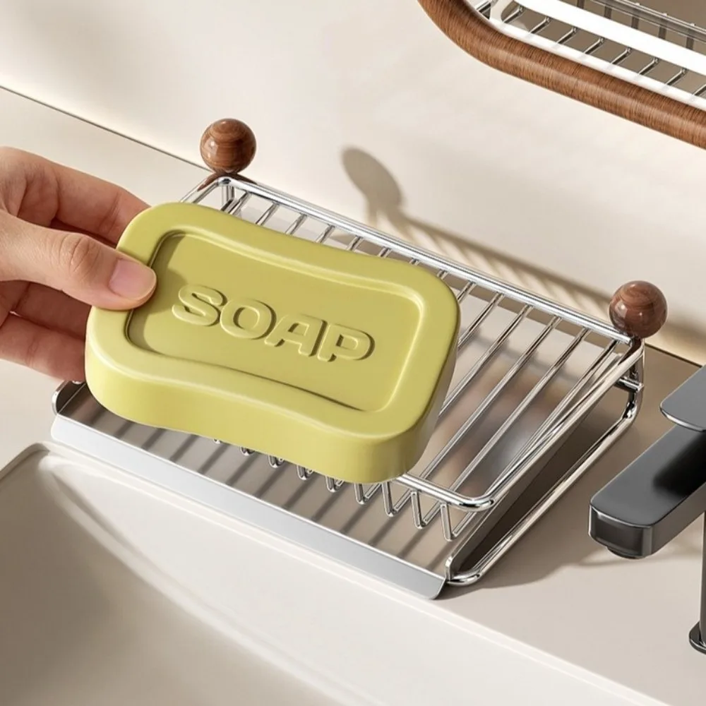 New Self Draining Stainless Steel Soap Rack with Tray Multi-scene Bathroom Storage Rack Multifunctional Soap Dish Bathroom Use