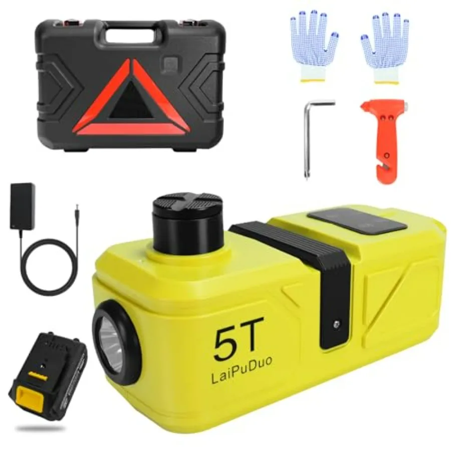 

Cordless Electric Car Jack for 20v Battery 5 Ton Hydraulic Jack with LED Light Lifting Range: 6.117.7 3000mah Battery Portable