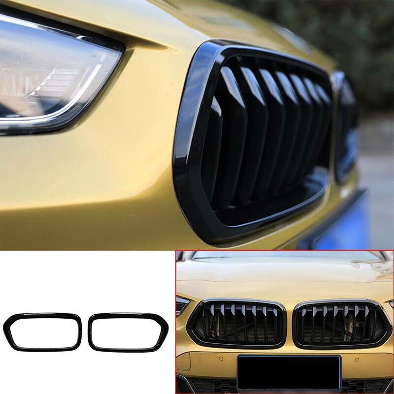 2Pcs Front Bumper Grille Frame Cover Trim For BMW F39 X2 2018 2019 2020 2021 2022 51712455246 51712455247