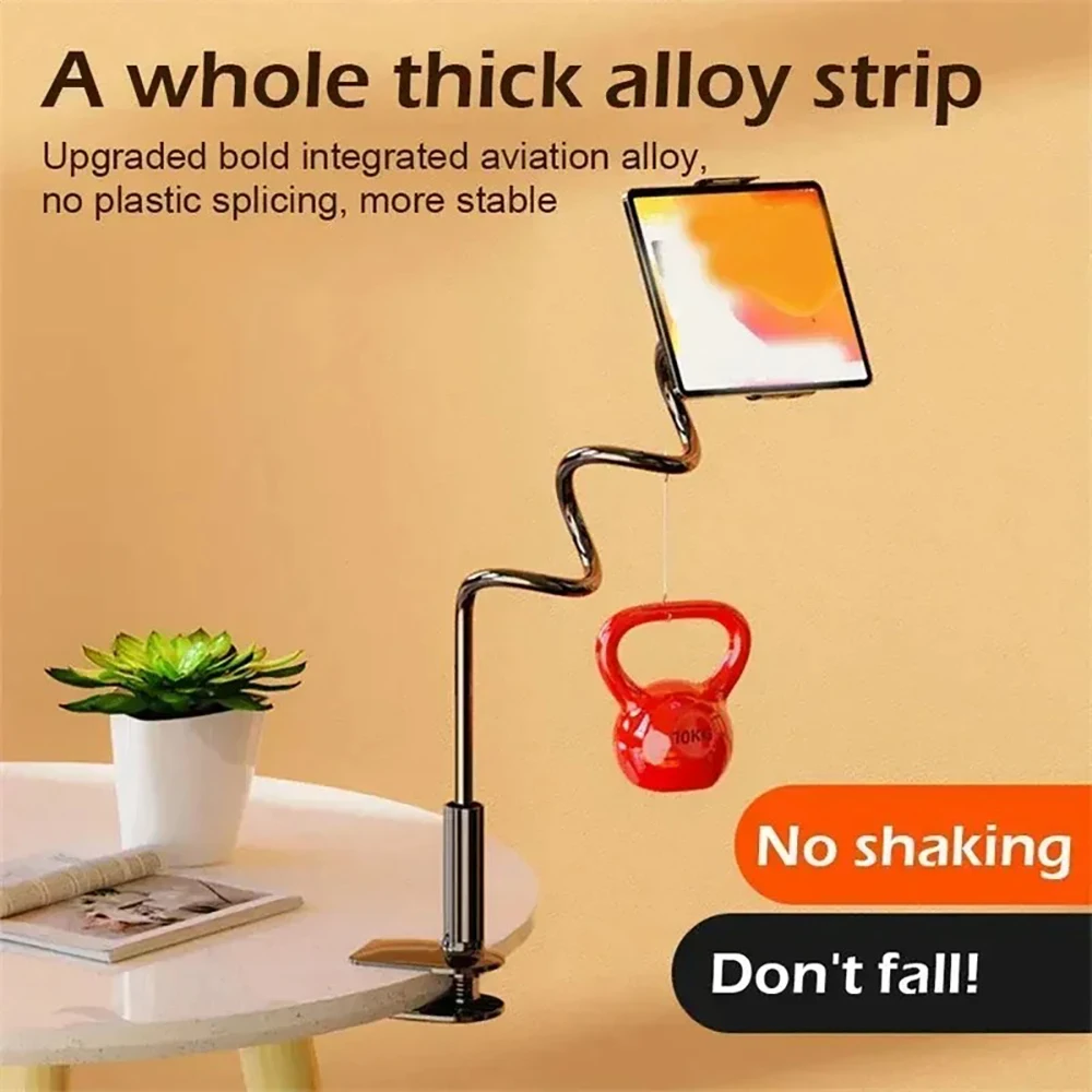 360° Adjustable Gooseneck Phone Holder, Anti-Smash Face Tablet Stand Clamp Mount for iPhone iPad, Lazy Bracket for Bed Desk Sofa
