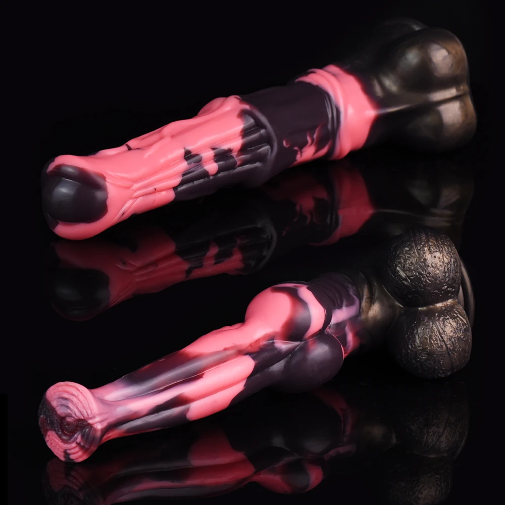 NNSX Pink & Black Horse Dildo Monster Penis Silicone Butt Plug Anal Plug G Spot Stimulator Adult Sex Toys for Women Men Pleasure