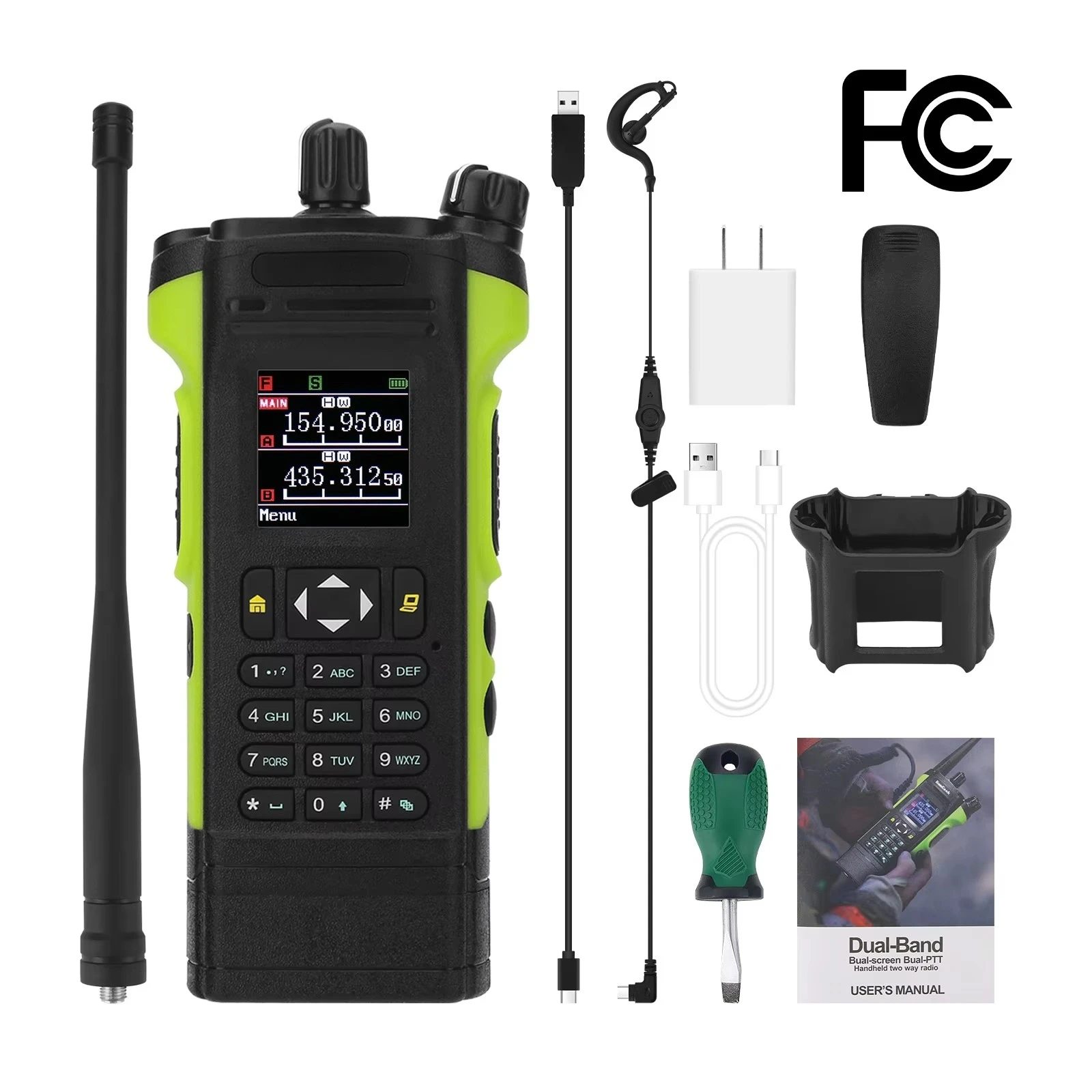 

APX-8000 12W VHF UHF Walkie Talkie Dual Band Radio (Green/Brown) with Programming Cable + Earphone