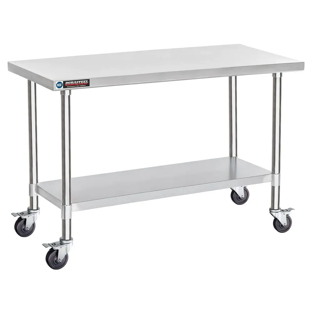 

24x60 NSF Stainless Steel Cart Heavy Duty Food Prep Table with Undershelf Rolling Kitchen Island on Wheels for Commercial Resta