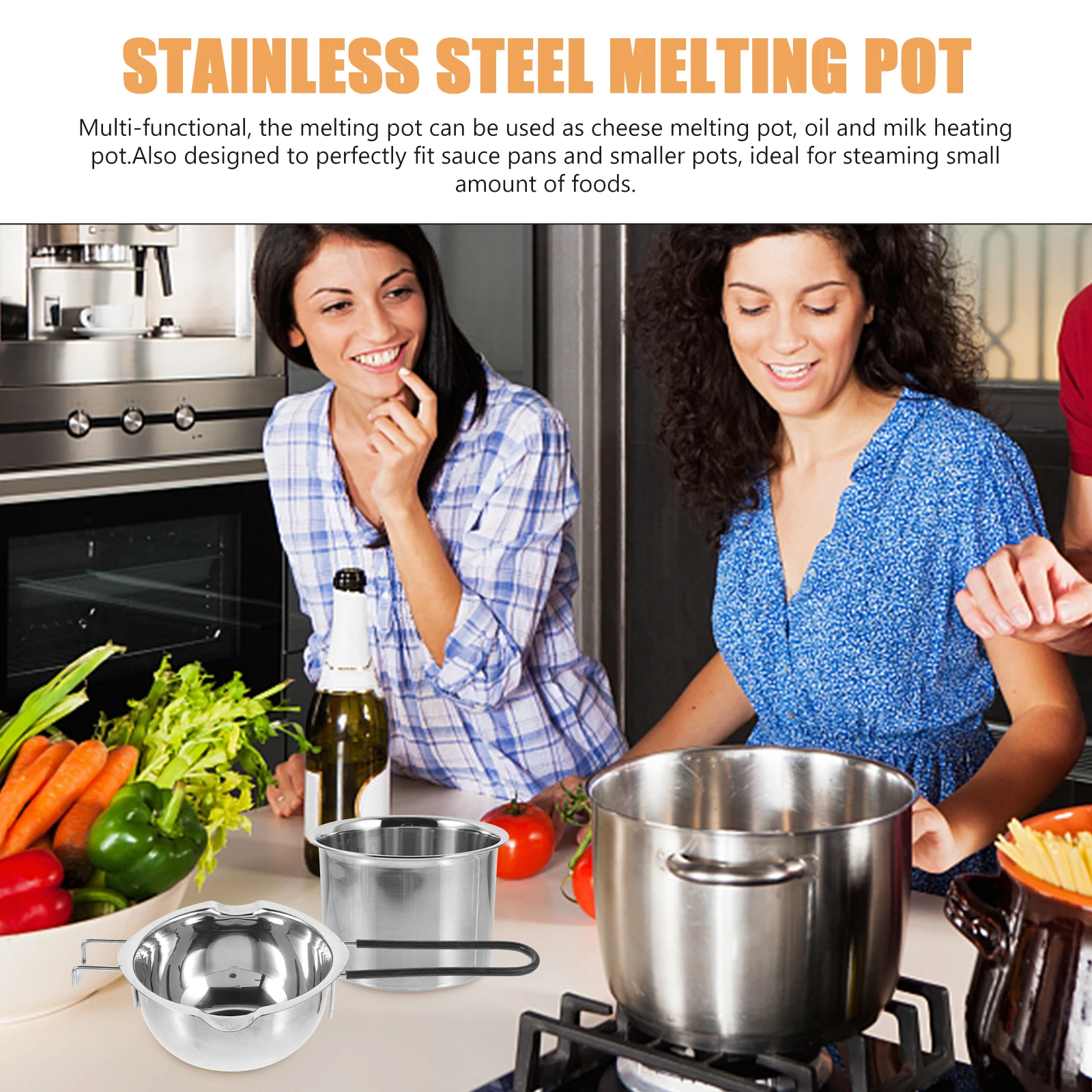 

1 Set Stainless Steel Double Boiler Pot Chocolate Cheese Melting Butter Wax Soap Baking Kitchen Essentials Lightweight