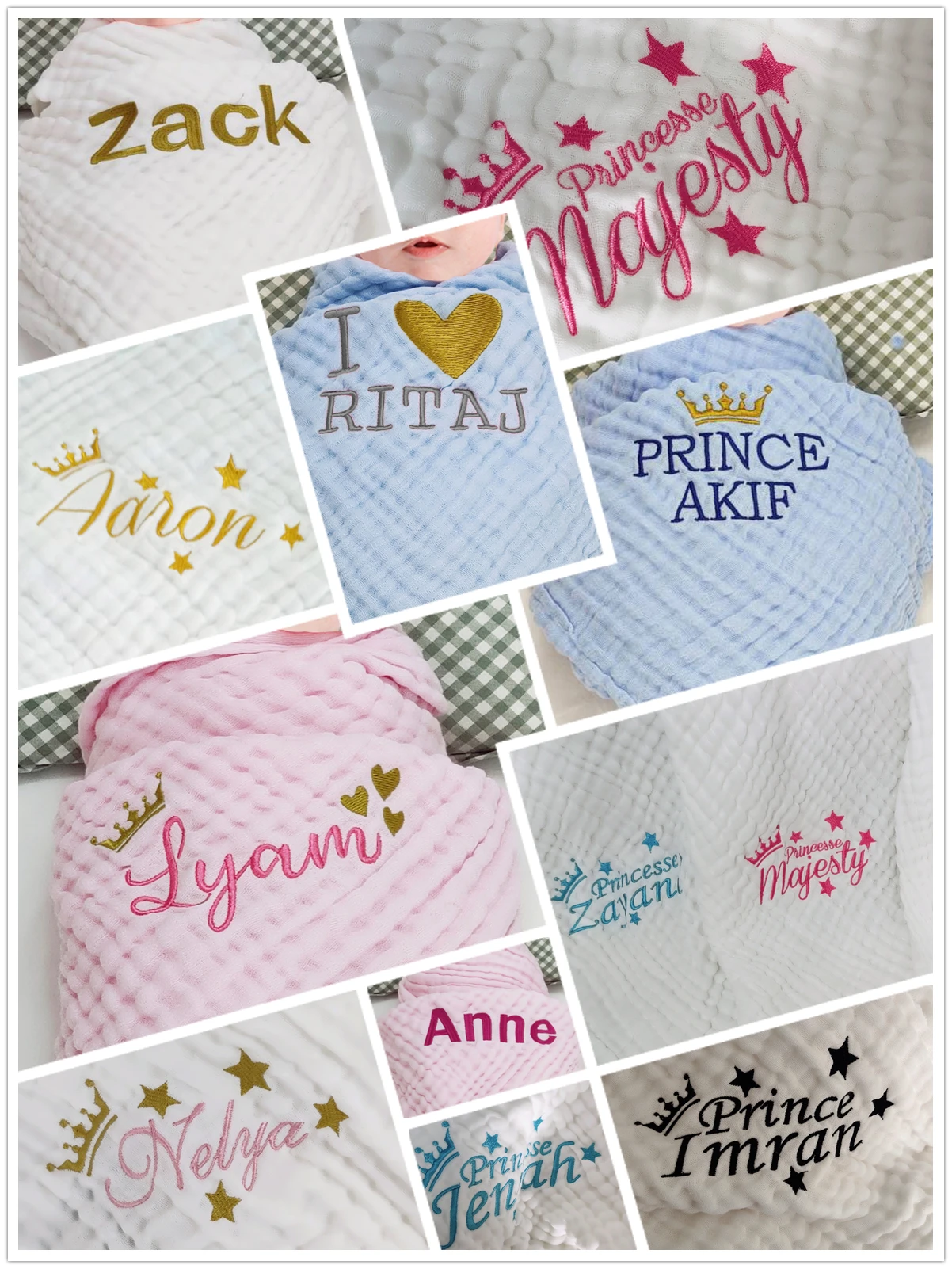 Mr.Wr Name Personalized DIY Muslin Baby Blanket Custom Infant Kid Swaddle Wrap Sleeping Bed Cover Newborn Boy Girl Birthday Gift