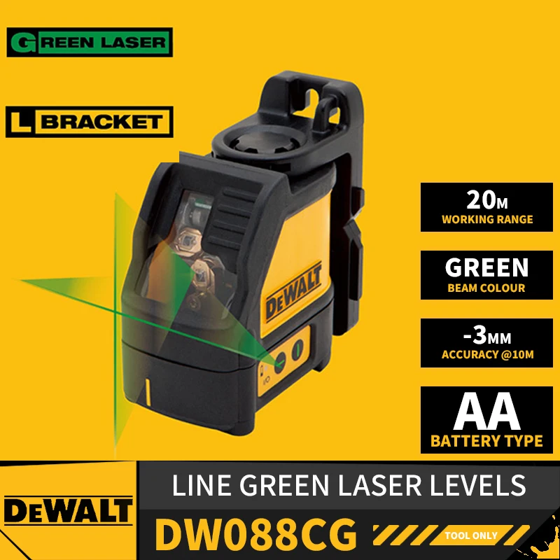 DEWALT DW088CG Cordless Laser Levels Green Cross Line Laser High Precision Horizontal Vertical Laser Level