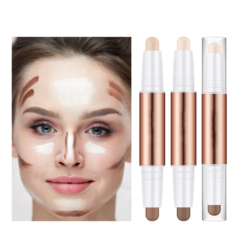 New Waterproof Face Foundation Double Head Contour Concealer Pen Matte Highlighter Shadow Make up Pencil Sculptor Stick Cosmetic