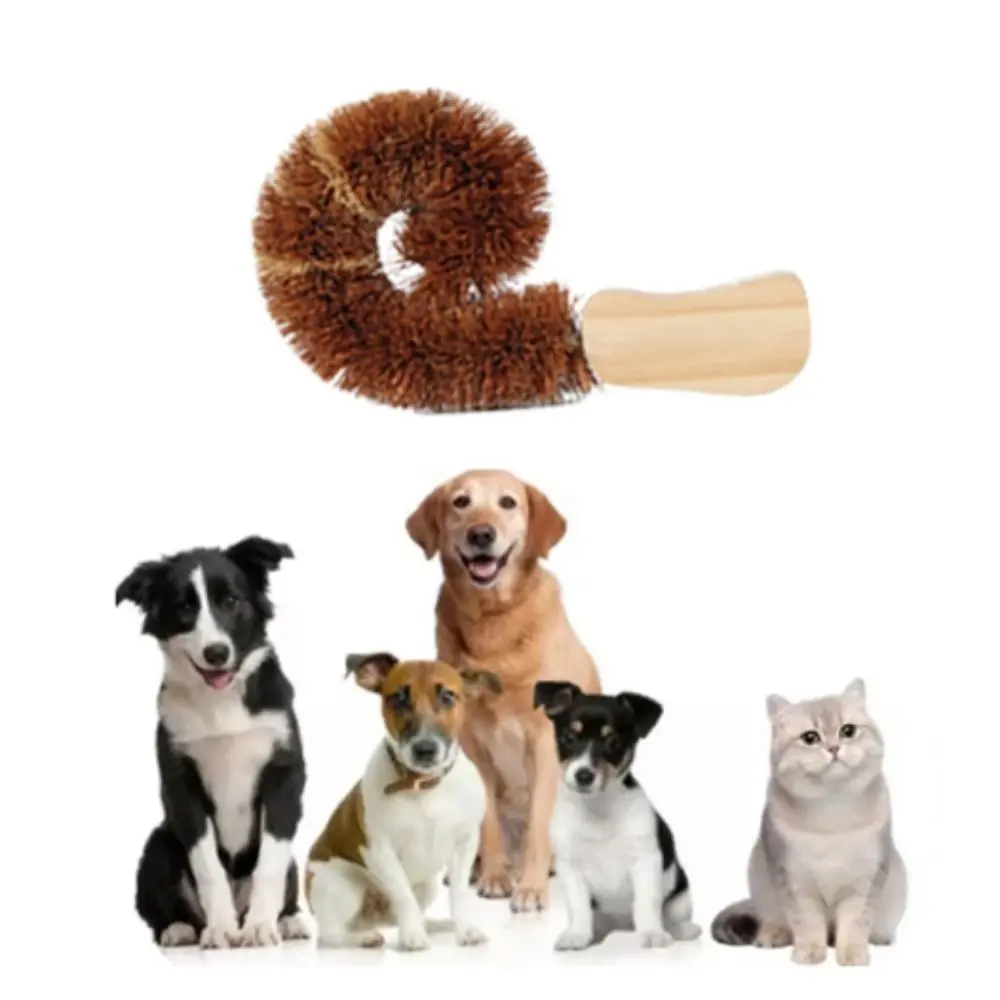 Cat Tail Shape Cat Hair Remover Brush Wear Resistant Wooden Handle Cat Massage Comb Soft Pet Interactive Brush for Pet Shops