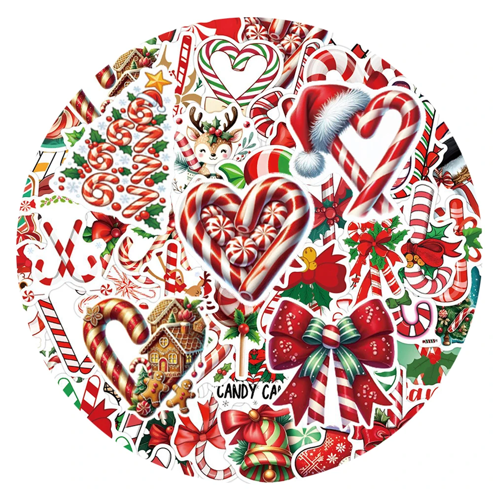 

10/30/55pcs Kawaii Cartoon Creative Candy Cane Stickers Cute Christmas Decals Suitcase Phone Notebook Graffiti Sticker Packing