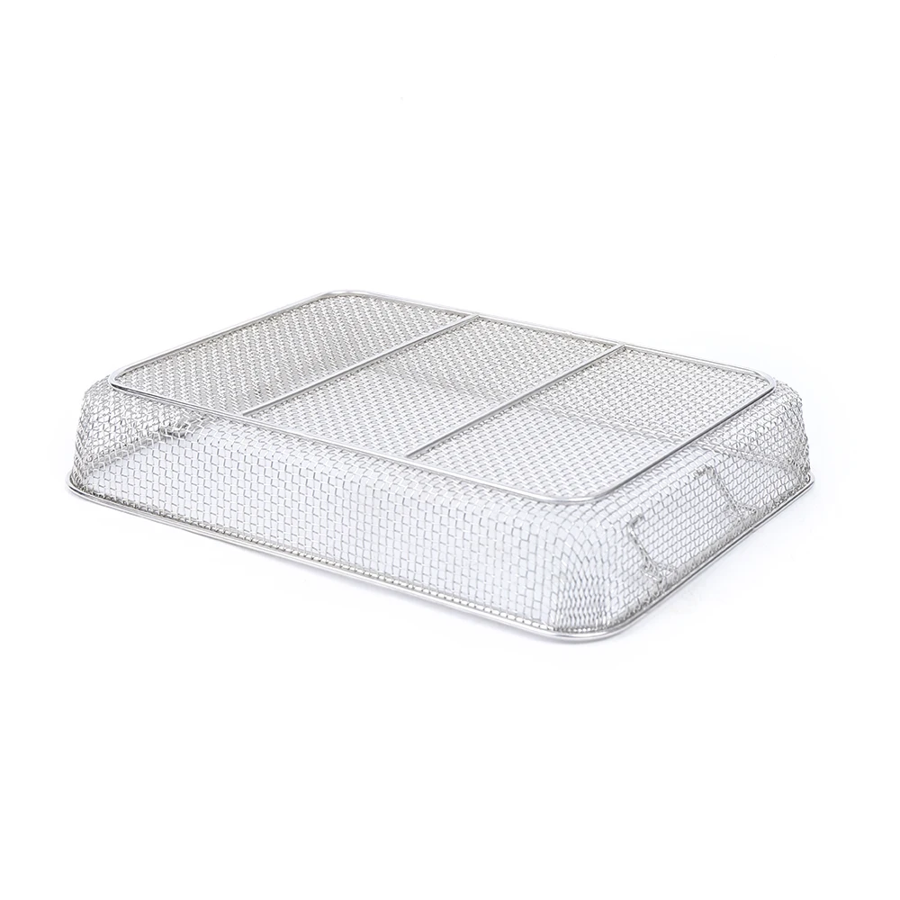 40*30*7cm  strong smooth stainless steel 304 Perforated disinfection sterilization cleaning Storage box net basket