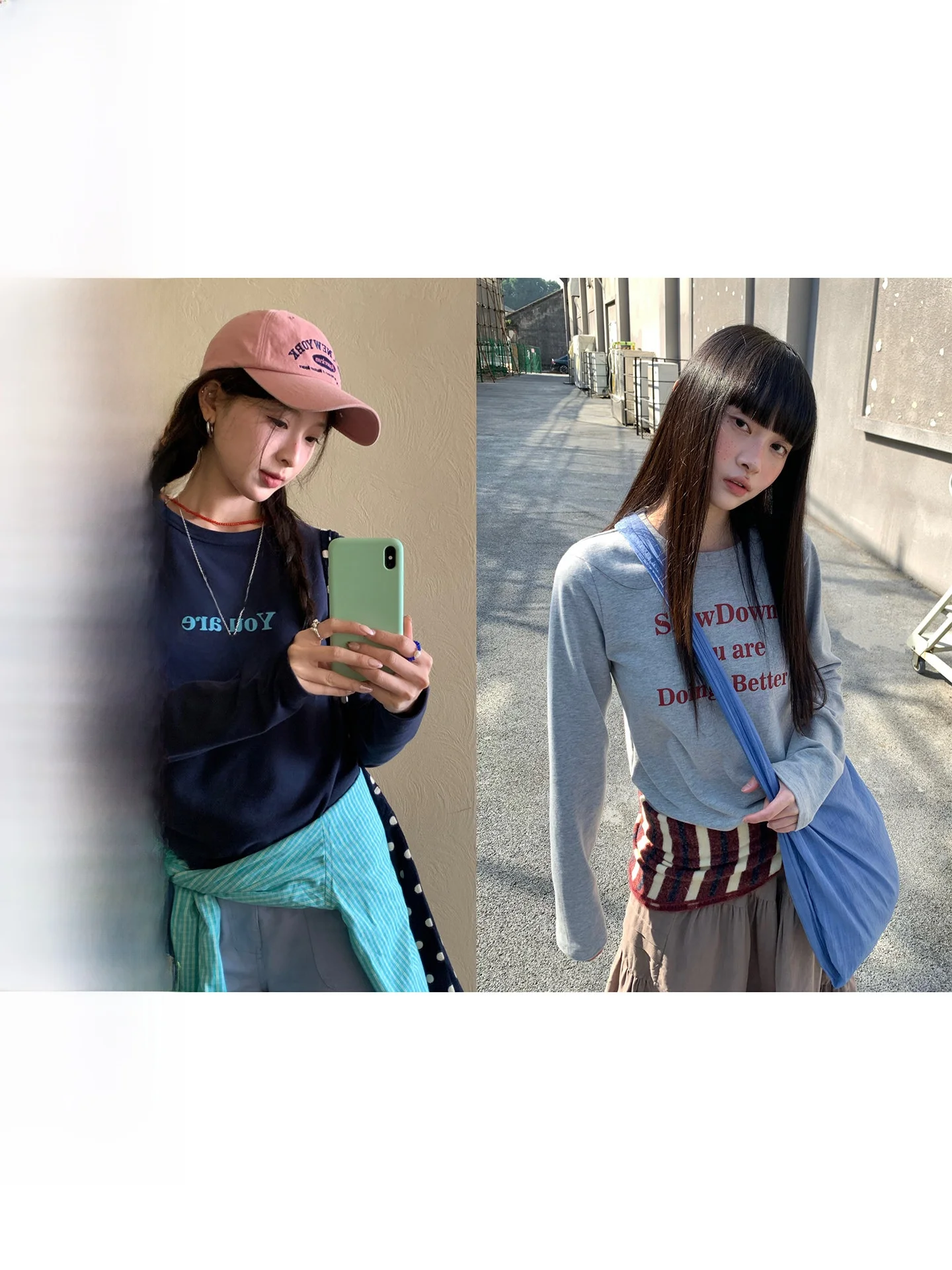 

COK Early Spring Commute Sle Women's Long Sve Floing Color Blo Letter Print T-irt Slim Fit Casual round Ne