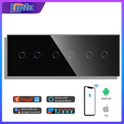 Bingoelec Wifi Touch Sensor Switch 3/6/9Gang 228mm Triple Crystal Class Wall Smart Light Switches Work With Tuya Google