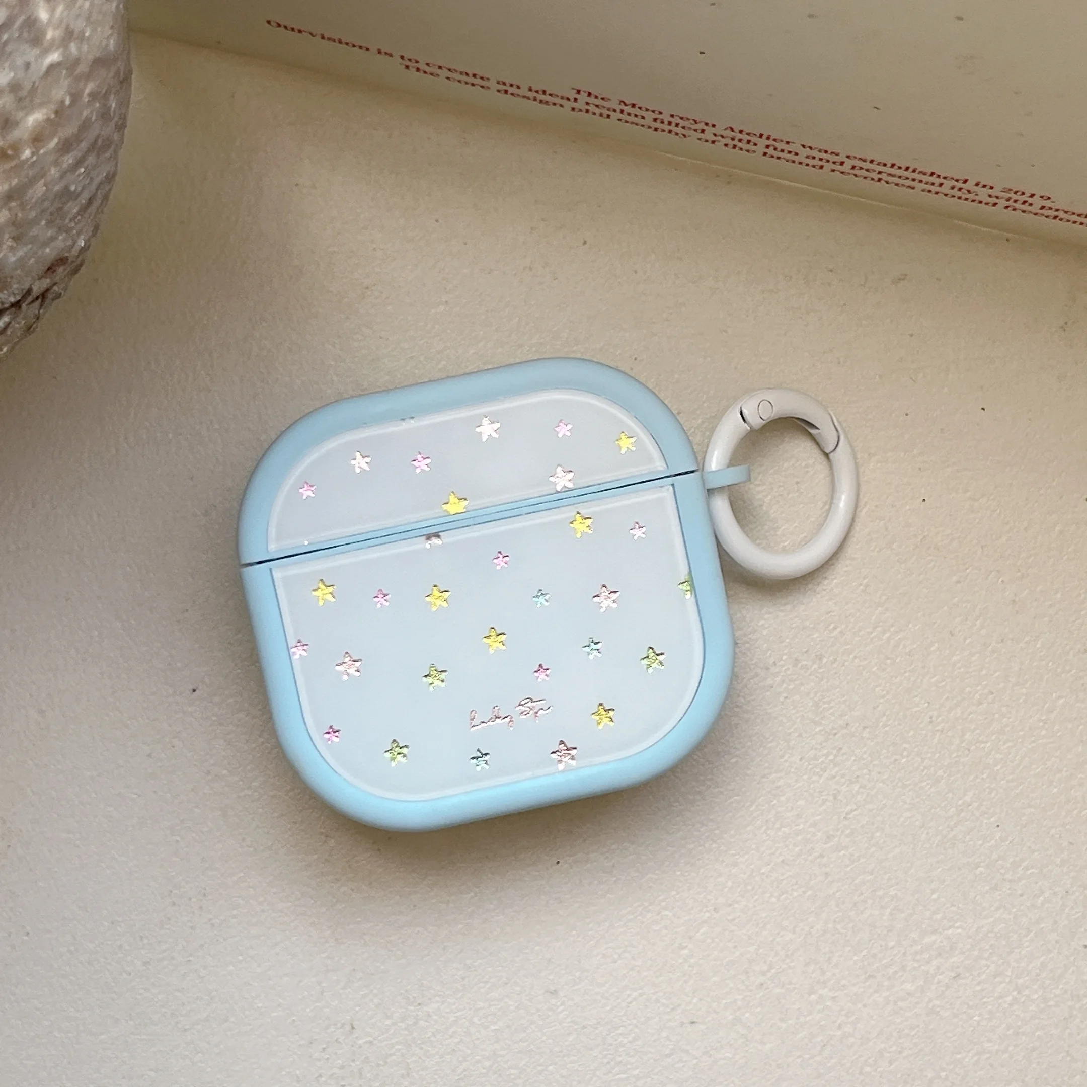 Simple Exquisite Gilding Colorful Star Pattern Blue Magnetic Flip Top Earphone Cover Case For AirPods 1 2 3 4 5 Pro Pro2 Pro3