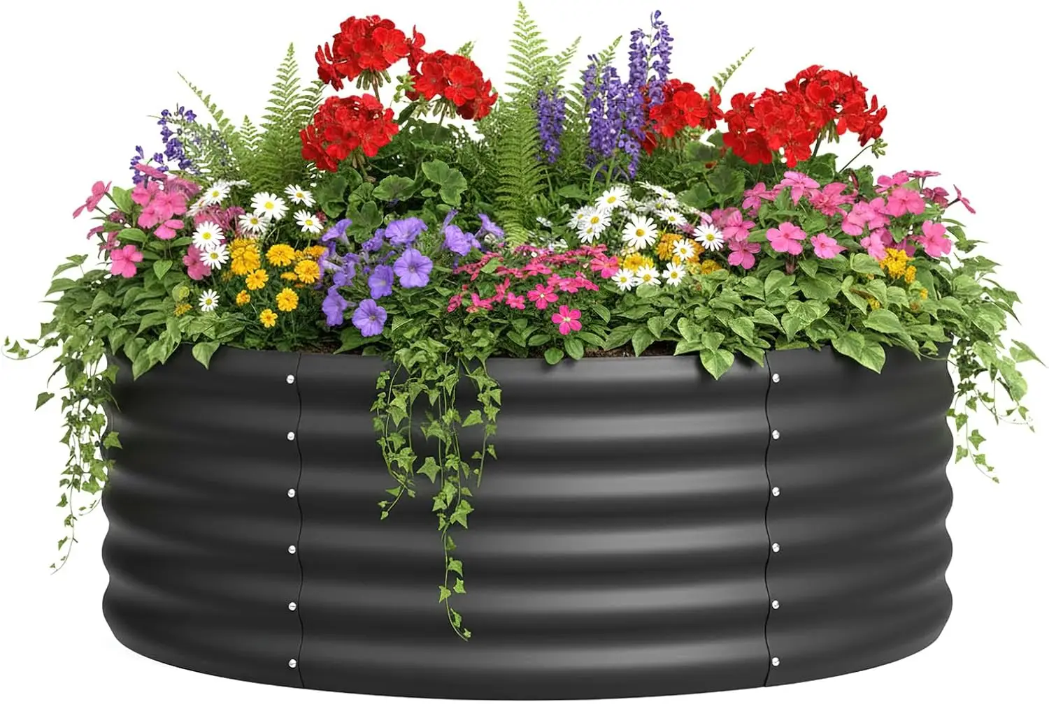 Galvanized Raised Garden Bed,Round Outdoor Planter Bed, 4x4x1.5ft Metal Planter Box for Gardening and Planting,BK