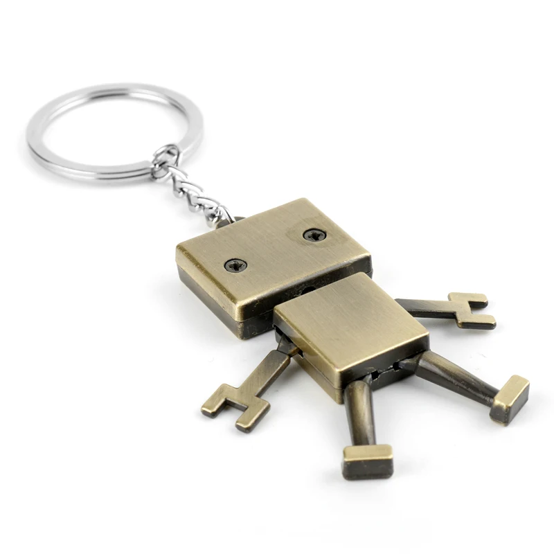 Vintage Robot Keychain Creative Arms Legs Movable Metal Alloy Badge Pendant Keyring Jewelry Gift For Man Women Key Accessories