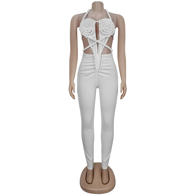 

OMSJ женские сексуальные висячие шеи с открытой спиной на шнуровке без рукавов облегающие складки с вырезами однотонные комбинезоны для вечеринок и отпуска одежда