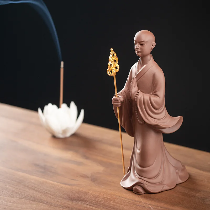 Ksitigarbha Bodhisattva Zen Ceramic Figurine New Chinese Altar Decor Home Living Room Entryway Tabletop Statue