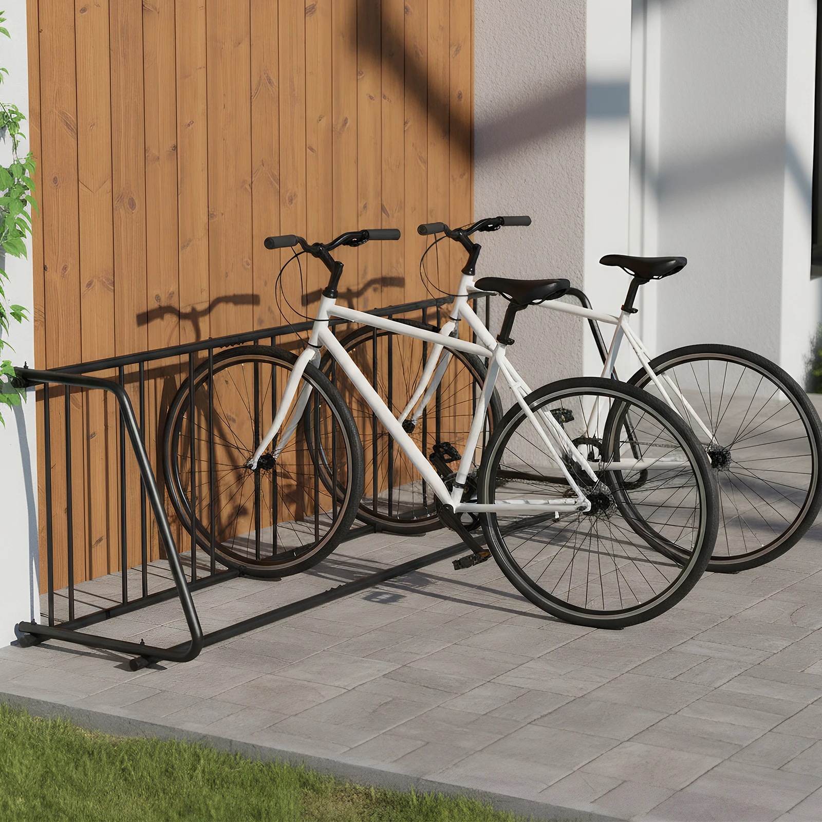 

Bike Parking Rack Dual Sided Fits 12-29in Tires Bicycle Floor Parking Rack Stand for 10 Holders for Garages Streets Yards Events