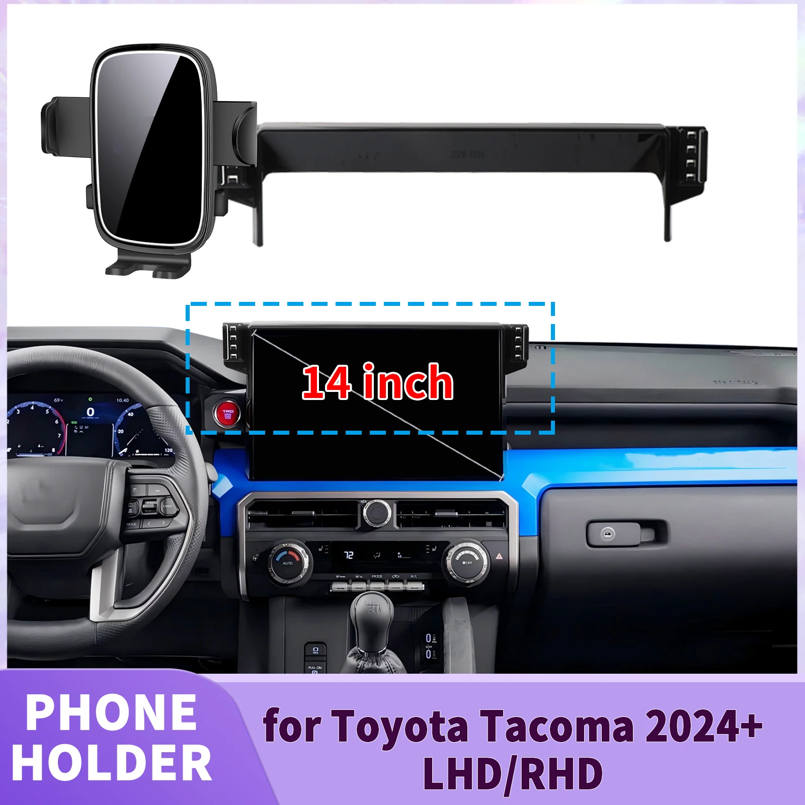 Suporte de Telefone para Tela de 14 Polegadas LHD RHD para Toyota Tacoma 2024 2025 2026 ​ ​   Clipe de Segurança para Carro ​ ​   acessórios