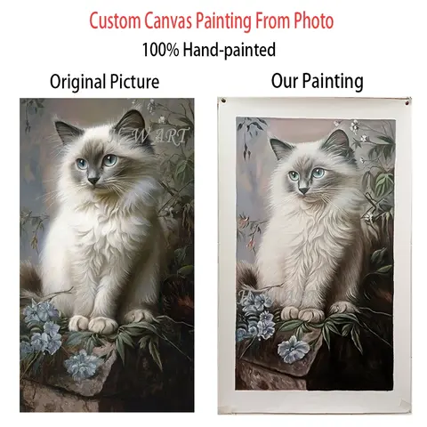 Custom 100% Handpainted Oil Painting, Darw Your pet cat, dog, Your family Figure Oil Painting. Man and Women Pictures, Unframe