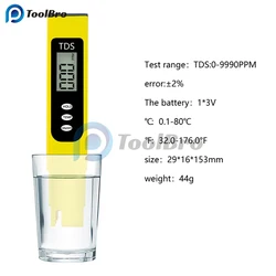 LED Digital TDS Water Quality Test Pen Meter Tester Thermometer Water Purity Filter Hydroponic for Aquarium Pool Water Monitor