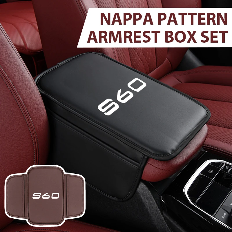 Funda de cuero para reposabrazos de coche, caja de almacenamiento lateral, alfombrilla para Volvo CX40 CX60 CX90 V60 V40 S60 V70 XC70 D2 D3 D4 D5 D6 D7