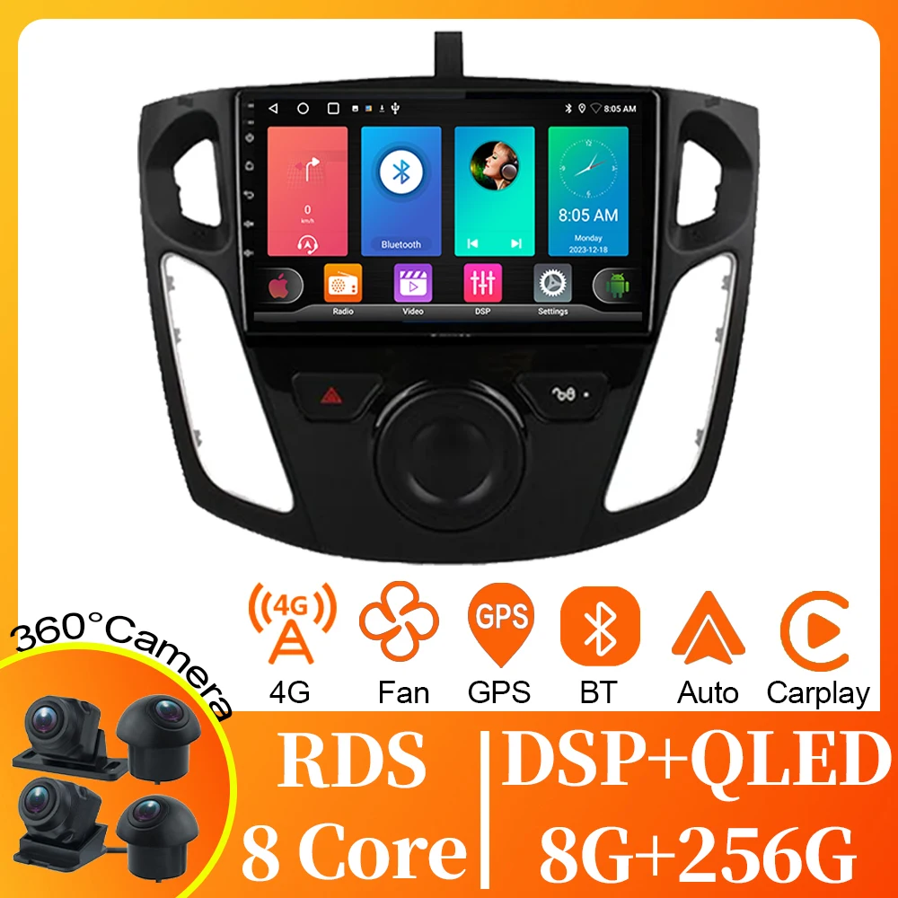 

Android Auto For Ford Focus 3 Mk 3 2011-2019 Car Radio Head Unit Multimedia Video Player GPS Navigation 5G WIFI BT No 2din DVD