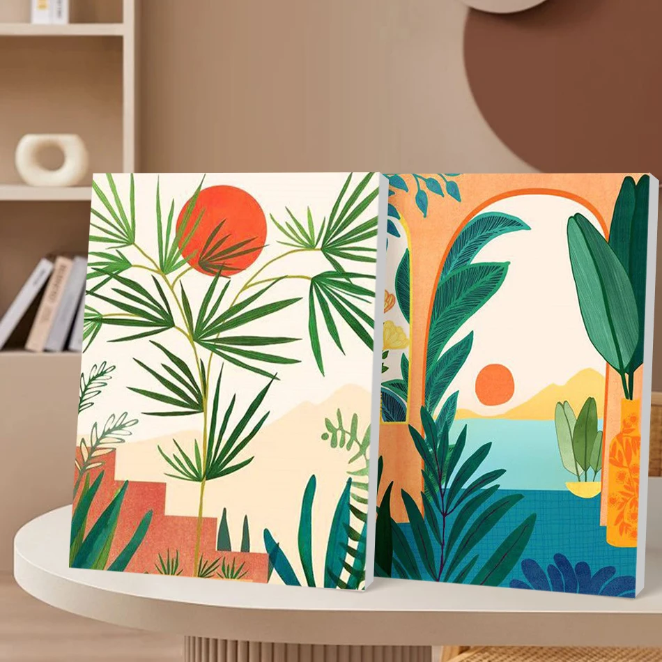 

CHENISTORY Pictures By Number Leaf illustration Kits Home Decor Painting By Number Drawing On Canvas HandPainted Art Gift