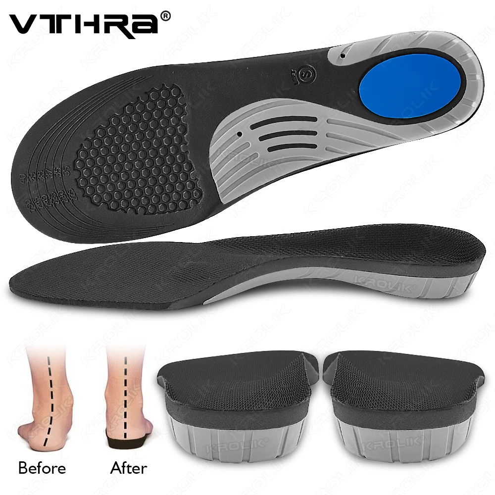 Vthra Orthopedische Inlegzolen Voor Sportschoenen Mannen Orthese Platte Voet Boog Voor Plantaire Fasciitis Hardloopinzetstukken Voeten Massage Schoen Pad