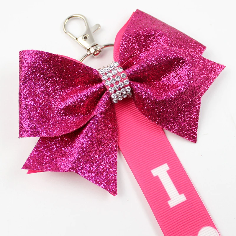 Cheerleader Gifts Cheer Colored Bowknot Keychain Pendant Rhinestones Cheer Keychain Backpack Decoration Accessories Gifts