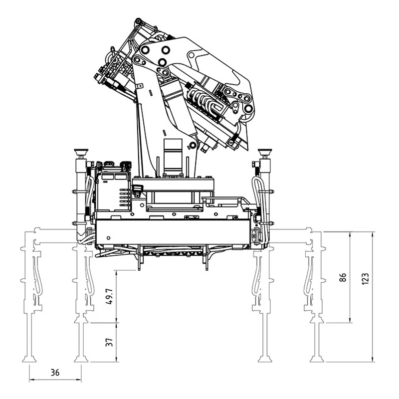 Hydraulic 7 Way Valve Truck Mounted Crane LS-A0014 Upgrade Modified Crane Suitable for 1/14 Truck Remote Control Car Model Toy