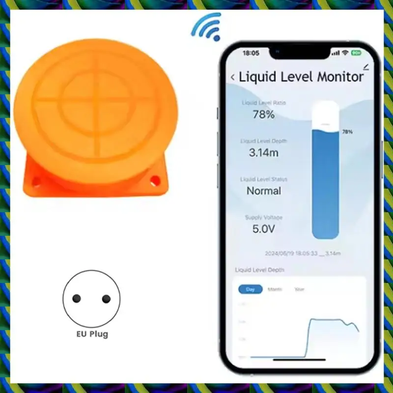 Tuya Smart Life Harian ME201W Sensor Ketinggian Air Ultrasonik Jarak Jauh Wifi Nirkabel, Monitor Bertenaga Energi Surya (UE)