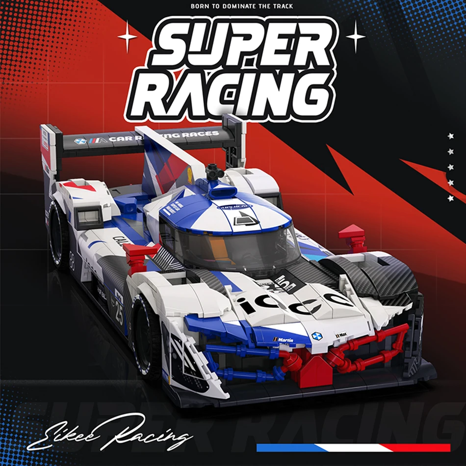 

MOC City Le Mans Гибридная модель суперкара Строительные блоки V8 Спортивный прототип Гоночный автомобиль Гараж Сборка Кирпичи Игрушки для детей Подарки