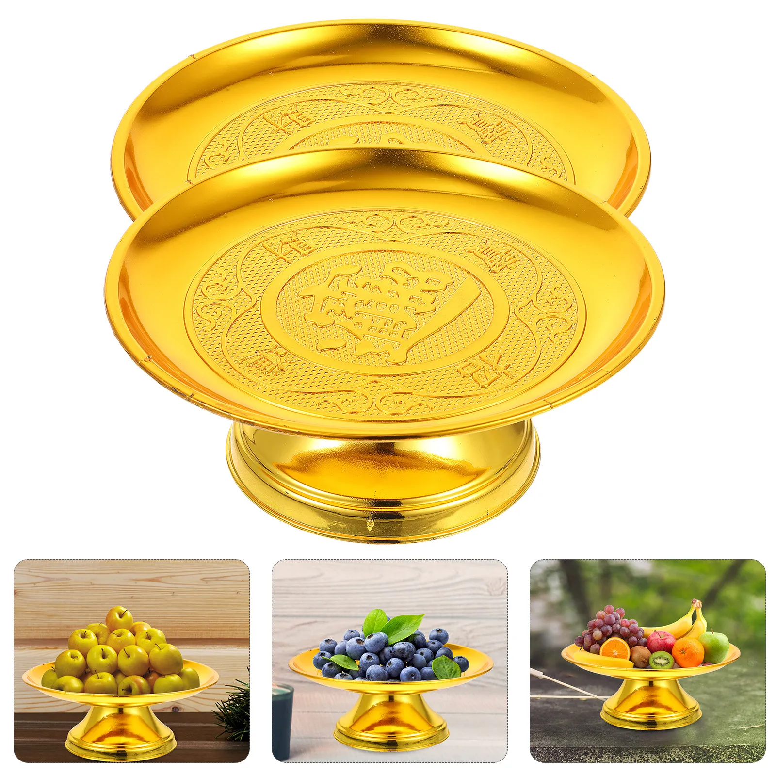 2Pcs Lotus Offering Tray Stable PP Material Buddhist Offering Plate Temple Fruit Dish Creative Sacrifice Plate Home Supplies