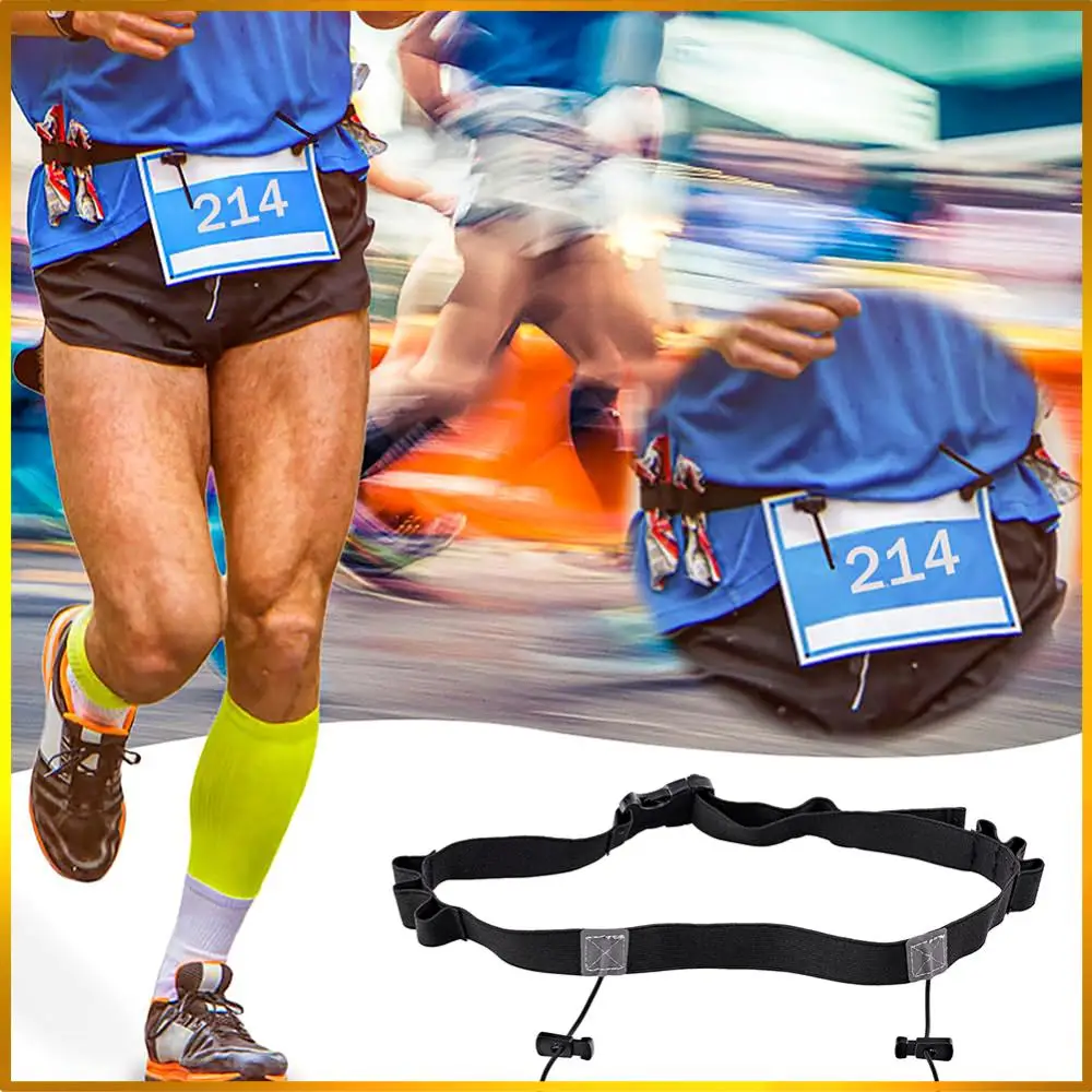 

Ремень для марафонских гонок с 6 петлями, поясной ремень для бега на открытом воздухе, регулируемый для бега, езды на велосипеде, триатлона, марафона