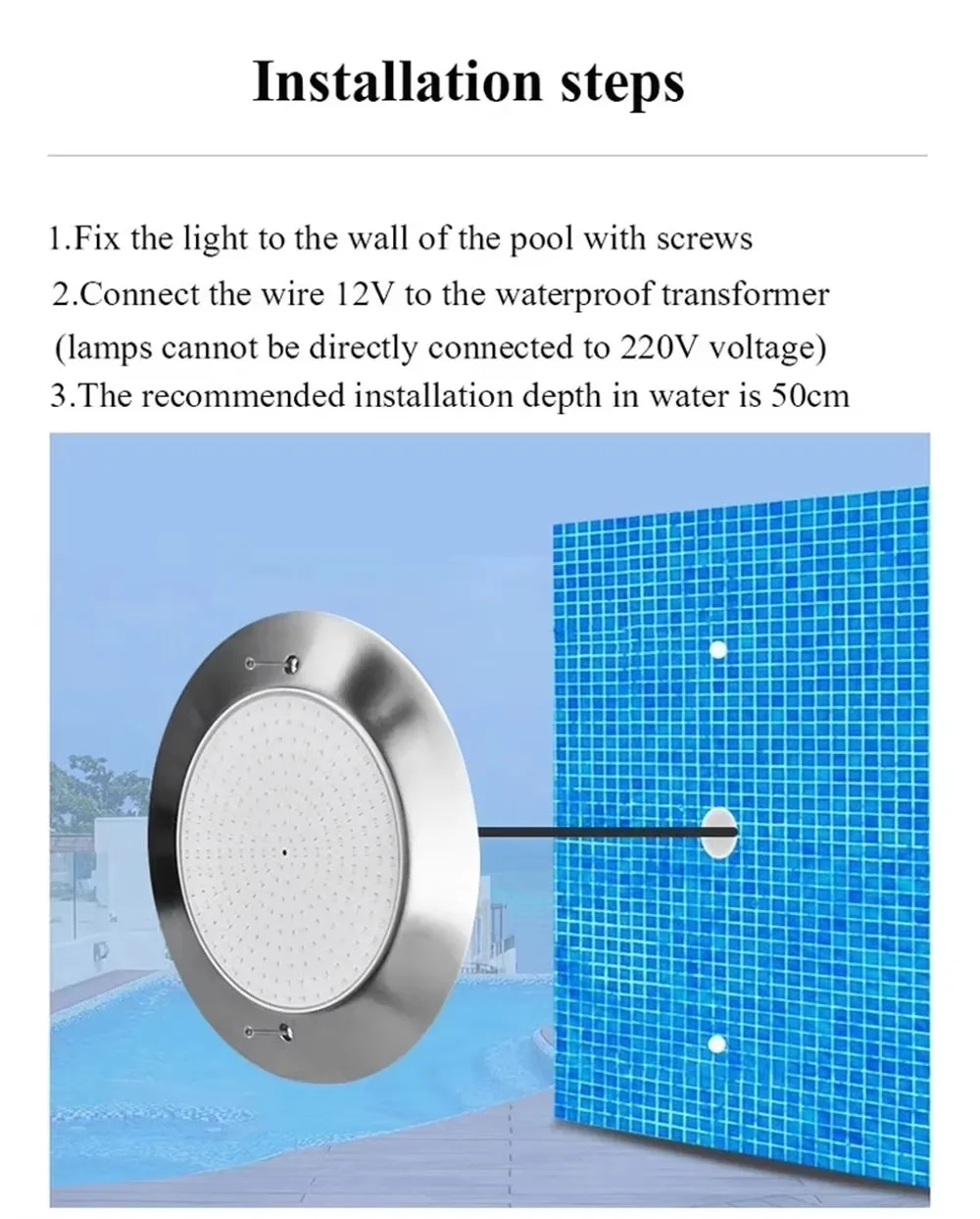 35W Warm White LED Underwater Light DC12V IP68 Waterproof LED Swimming Pool Light Party Decoration Fountain Lamp Stainless Steel