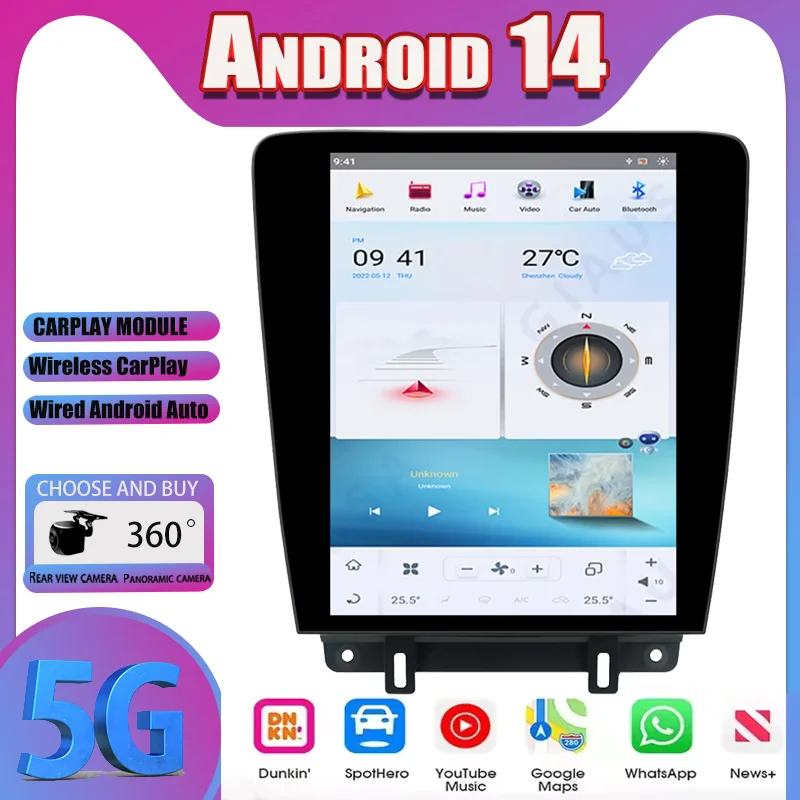 

12.1" For Ford Mustang 2008-2015 Car Stereo Radio Car Multimedia Player Android 14 Car Intelligent GPS Navigation CarPlay