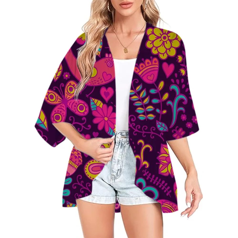 Women\'s Long Kimono Summer Beach Kimono Cardigan Ethnic Printed Pattern 3D Print Cardigan Tee Swimwear Jacket Large Size Loose